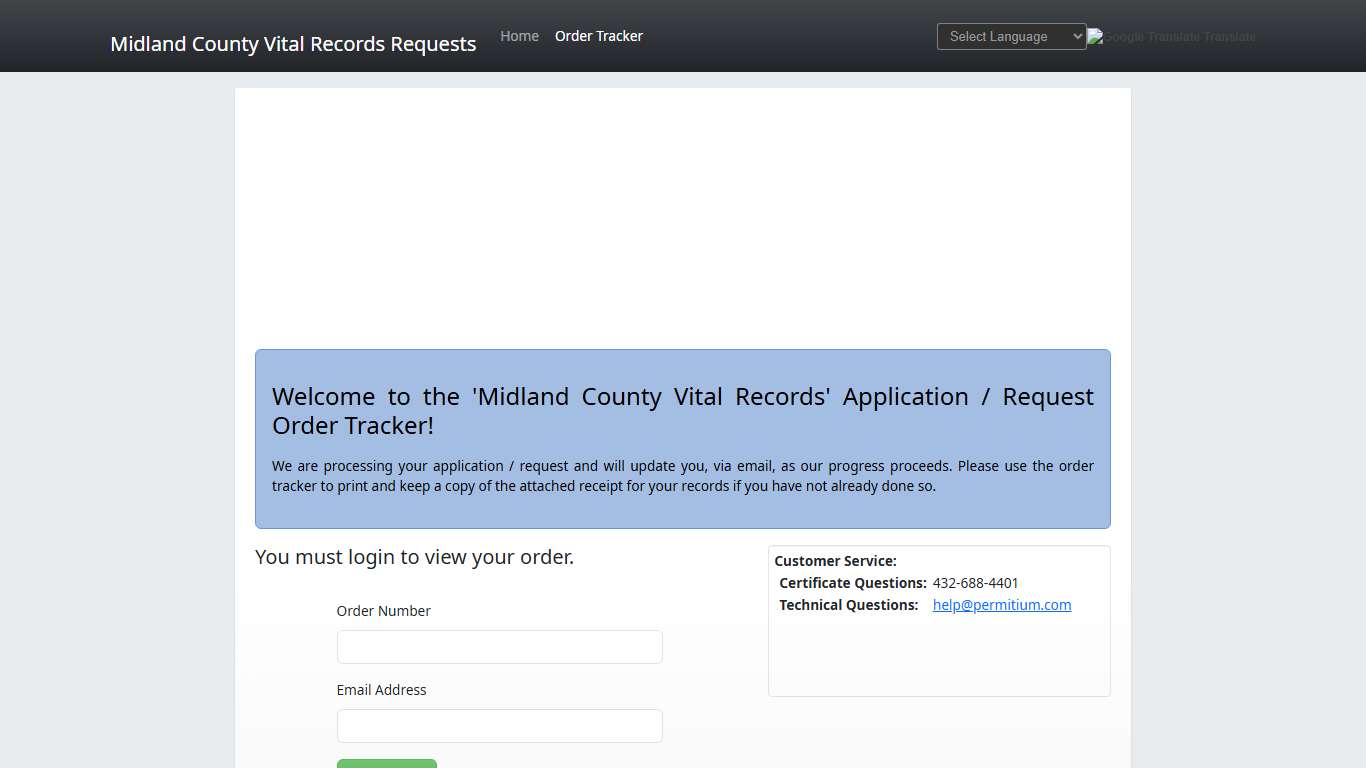 Midland County, TX Online Birth, Death, and Marriage Records Requests